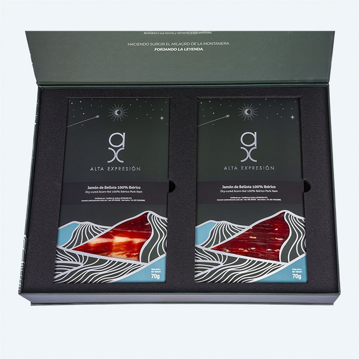 Cesta Regalo: 18 Sobres de Jamón de Bellota 100% Ibérico